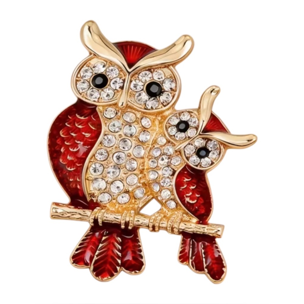 Owl Rhinestone Brooch Pin